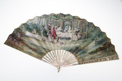 扇子 1870年頃 印刷・塗工紙、螺鈿、金・銀・銅の金属、鏡 メーカー不明 作： Unknown artist