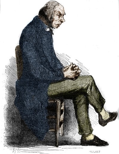 ゴリオー神父19世紀半ばのエングレーヴィング。オノレ・ド・バルザック（1799-1850）の『ゴリオ神父』の挿絵。 作： Unknown artist