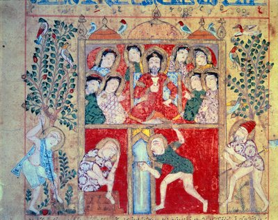 お気に入りのゲリゾン。写本「テリヤックの書」のミニチュア。クロード・ガリエン著「Kitab al-Diryaq」（フォリオ27）より 作： Unknown artist