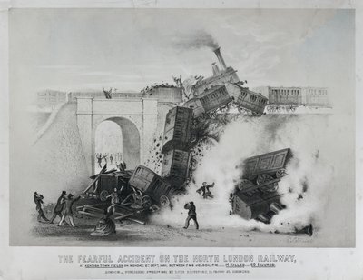ケンティッシュ・タウン・フィールズでのノース・ロンドン鉄道における恐怖の事故 作： Unknown artist