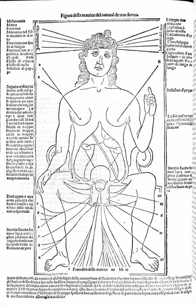 女性の生殖器-ジェロラモ・カルダーノ（カルダーノ）（カルダヌス・ヒエロニムス）の『医学論集』（1585年、フィレンツェ）にある。 作： Unknown artist
