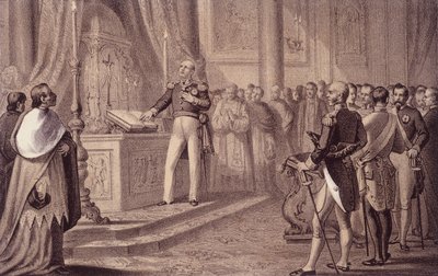 ブルボン家のフェルディナンド1世またはフェルディナンド4世（1751年～1825年）、ナポリ王、1820年に憲法を制定 - "Storia d