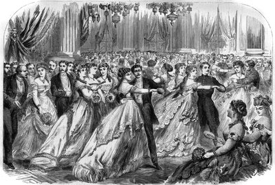 1868年1月16日、パリのホテル・ド・ヴィレの第一回舞踏会。"The Illustrious Universe "に掲載された版画 作： Unknown artist