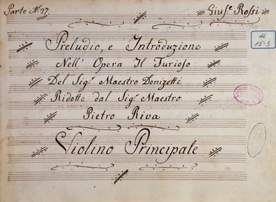 ガエタノ・ドニゼッティ作曲のヴァイオリン用楽譜「Il furioso all
