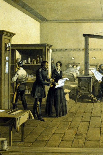 1855年頃、トルコのスクタリの病院でのフローレンス・ナイチンゲール(1820 - 1910) - CHD3641のディテール 作： Unknown artist