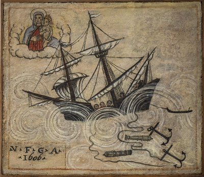 元ヴォト（ex voto）の水兵、海の危険から生き延びた水兵の献身と感謝の誓いとして人気のある捧げ物は、ナポリのアーチの聖母教会（Madonna dell