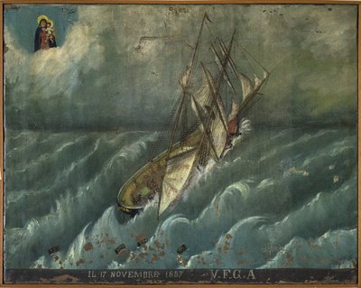 元ヴォト（ex voto）の船員は、ナポリ近郊のトッレ・デル・グレコのカルミネ教会から来る海の危険に生き残った船員の献身と感謝の誓いとして、人気のあるオファーをする 作： Unknown artist