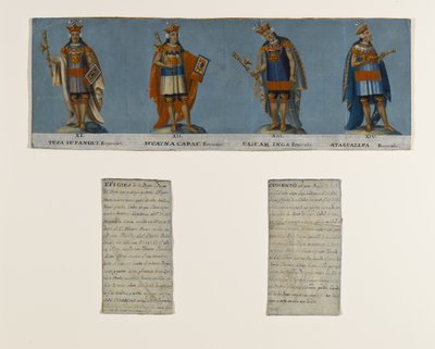 4つのインカ王：Tupac Yupanqui、Huayna Capac、Huascar Inca、Atahuallpa、19世紀初頭 作： Unknown