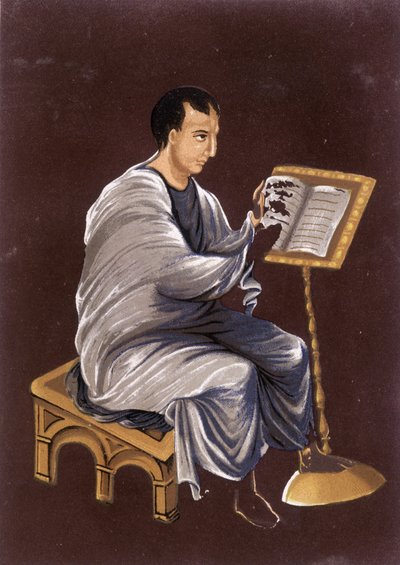 9世紀のフランス。福音書を読む。 作： Unknown artist