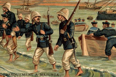 1895年、マダガスカルのマジュンガに上陸したフランス軍 作： Unknown artist
