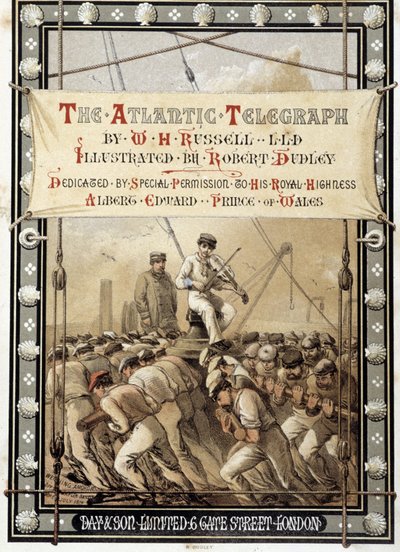 W.H.ラッセル著「大西洋電信」の表紙（1860年頃 作： Unknown artist