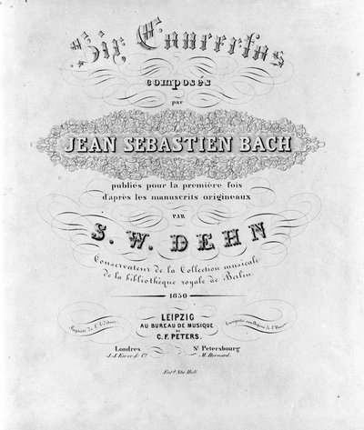 ジャン・セバスチャン・バッハ（Johann Sebastian Bach）の6つの協奏曲の楽譜の表紙 作： Unknown artist