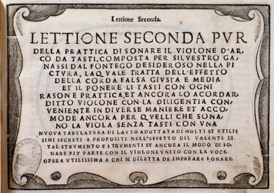 シルベストロ・ガナッシ・ダル・フォンテゴの「Lettione Seconda」の扉絵 作： Unknown artist