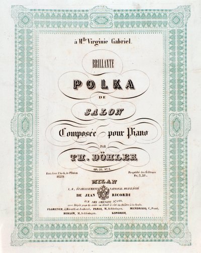 テオドール・フォン・ドーラーの「サロンのポルカ」の譜面の正面図 作： Unknown artist