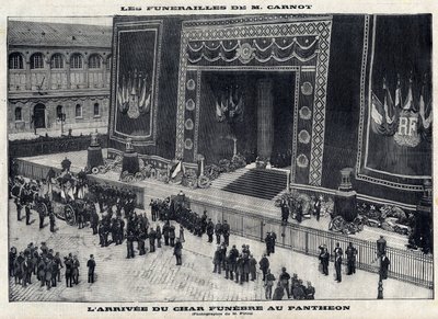 パリのパンテオンで行われた元フランス大統領サディ・カルノー（1837-1894）の葬儀。葬儀用戦車の到着。"Le Parisien "に掲載された版画 作： Unknown artist