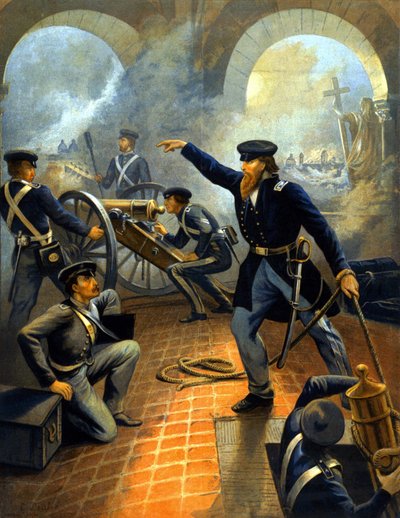 メキシコシティ陥落時のグラント将軍（1822年～1885年）（メキシコ戦争：1845年～1848年） - 1860年～1870年の間に彫られたもの。 作： Unknown artist