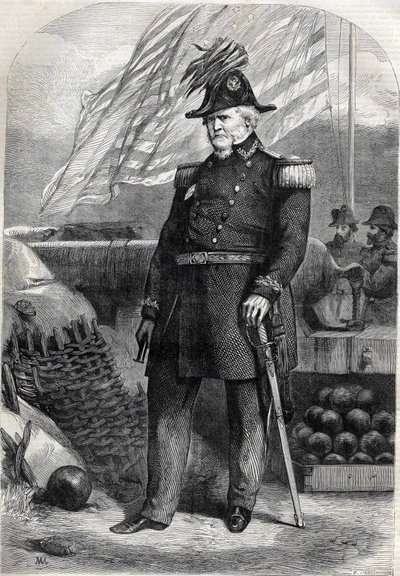 ウィンフィールド・スコット将軍（1786～1866）。1860年の彫刻。 作： Unknown artist