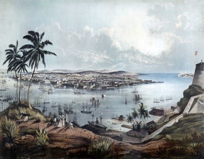 1850年のハバナ（キューバのラ・ハバナ）の全景。 作： Unknown artist