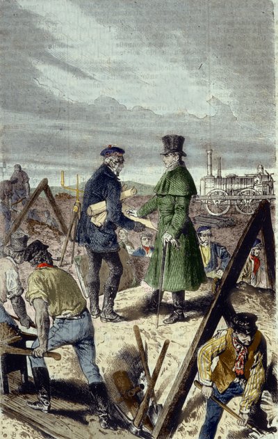 ジョルジュ・ステファンソン（1781-1848）、イギリスのエンジニア、リバプール・マンチェスター・ロードの建設者であり、最初の機関車を持つ。 作： Unknown artist