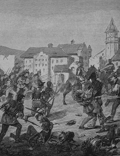 ドイツ農民戦争（1524-1526）：ヴァインスベルクの嵐 作： Unknown artist