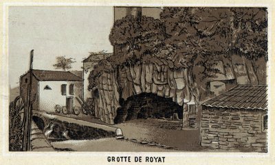 Grotte de Royat (Puy-de-Dome and the Auvergne region)。19世紀末のクロモリトグラフ。 作： Unknown artist