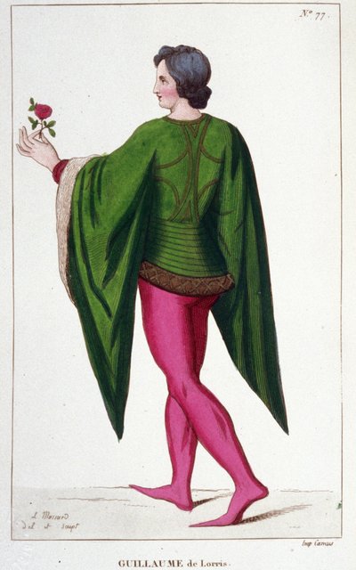 Guillaume de Lorris、フランスの詩人（v.1200-v.1240）。 作： Unknown artist