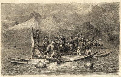 ハープシールハント - グリーンランドでのシールハント - 1866年「The Illustrous Universe」からの版画 作： Unknown artist