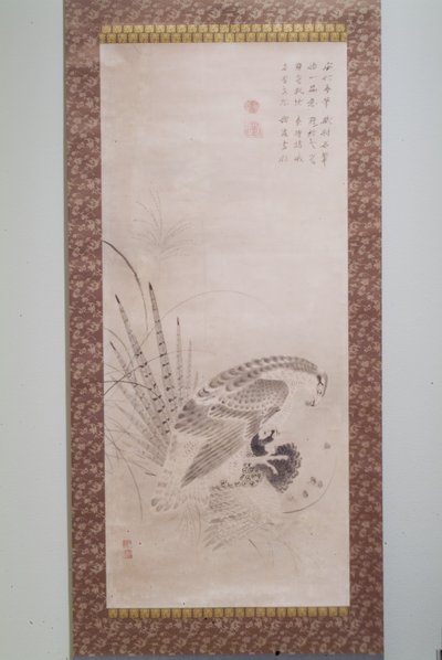 鷹と獲物（紙にインク） 作： Unknown artist