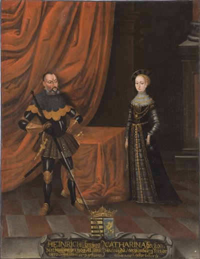 Henri IV de Saxe, dit le Pieux et Catherine de Mecklembourg - ヘンリー公爵（1473-1541）とメクレンブルク公爵夫人カトリーヌ（1487-1561）, Anonymous .キャンバスに油彩。サイズ：101,5x79 cm。ストックホルム国立博物館 作： Unknown artist