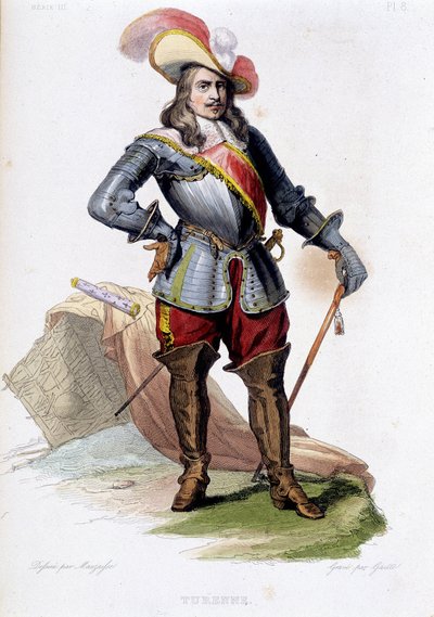 アンリ・ド・ラ・トゥール・ドーヴェルニュ、テュレンヌ子爵（1611-1675）、フランスの元帥、1837年の彫刻 作： Unknown artist