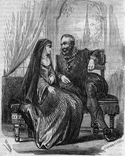 フランス王アンリ4世（1553-1610）とモンマルトルの修道院長マリー・ド・ボーヴィリエ - 19世紀の版画 作： Unknown artist
