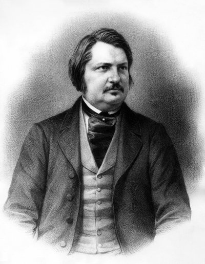 オノレ・ド・バルザック (1799-1850) フランスの小説家。 1840年（彫刻） 作： Unknown artist