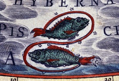 ホロスコープ：十二支のサイン、魚座。16世紀のエングレーヴィング。 作： Unknown artist