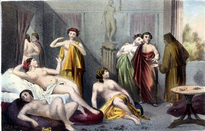古代ギリシャの家。19世紀のSDの彫刻。 作： Unknown artist