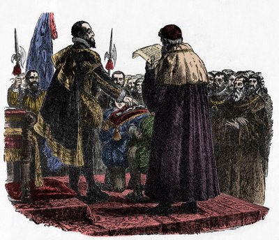 ヒュー・カペ、主権者の誓いを立てる - 987年に主権者の誓いを宣告したフランク族の王、ヒュー・カペ（941年頃～996年頃） -1882年 作： Unknown artist