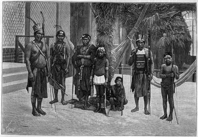 人間動物園。パリの順応園のカリブ人グループ。1892年3月19日付の "La Nature: revue des sciences et de leurs applications aux arts et a l