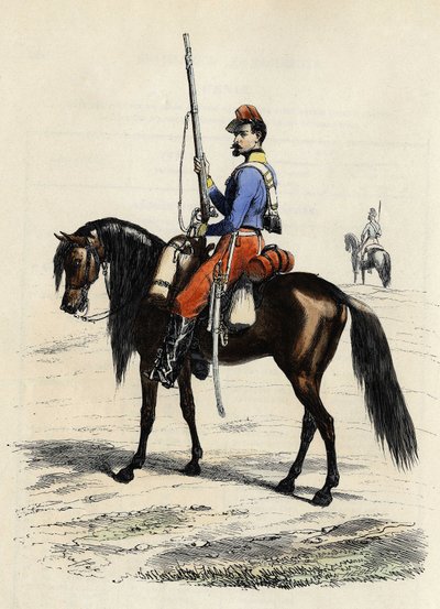 1831年に結成され、1832年にはアルジェリアに駐留した馬上のアフリカの狩猟隊。 作： Unknown artist