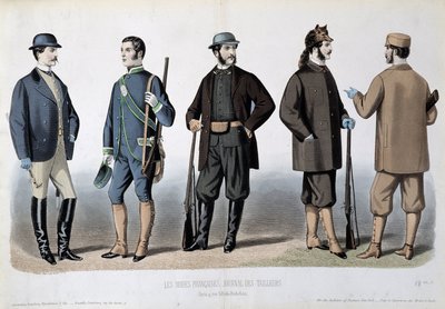 狩猟用の衣装、"Le Journal des tailors" 作： Unknown artist