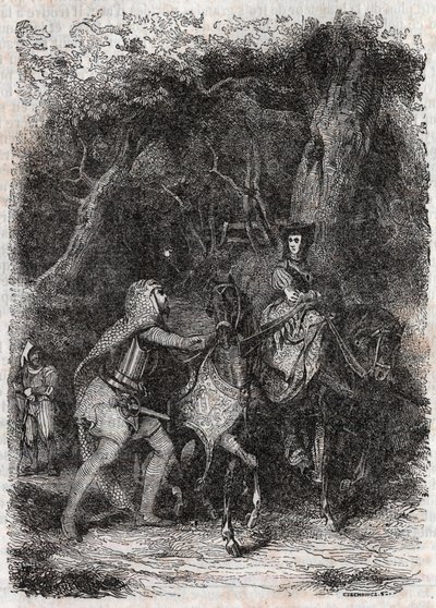 ロドモンが描いたHypalca Arreted - 1851年に出版された、アリオストことLudovico Ariostoの「激情のロラン」（Orlando furioso）（16世紀）の版画 - トレッサン伯爵がイタリア語から翻訳し、Gustave Harvardが出版した版 1851年 作： Unknown artist