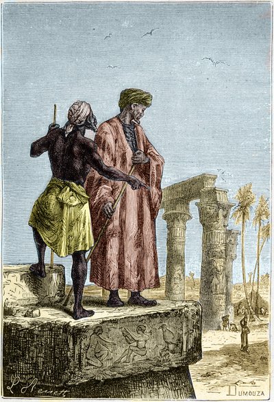 イブン・バットゥータ(1307-1377)のエジプト訪問 - ジュール・ヴェルヌの「地球の発見」にて 作： Unknown artist