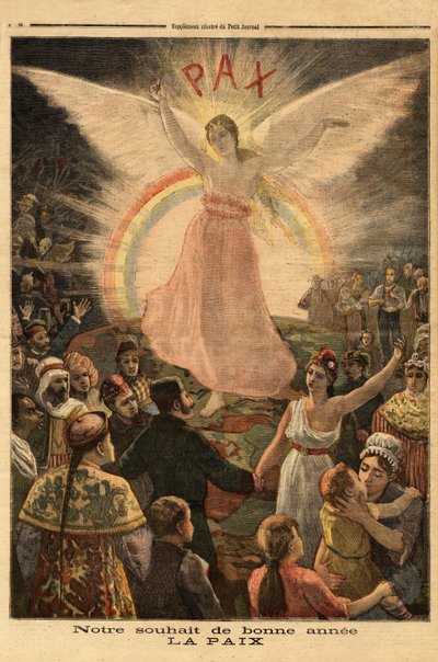 1894年の新年の挨拶のイラスト、万国のための平和。Le petit journal "1894年1月1日号に掲載されたエングレーヴィング。セルバのコレクション。 作： Unknown artist