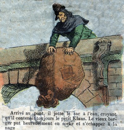 ハンス・クリスチャン・アンデルセン（1805-1875）の物語「大クロースと小クロース」（クラウス）の19世紀後半の挿絵。 作： Unknown artist