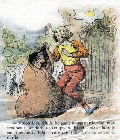 ハンス・クリスチャン・アンデルセン（1805-1875）の物語「大クロースと小クロース」（クラウス）の19世紀後半の挿絵。 作： Unknown artist