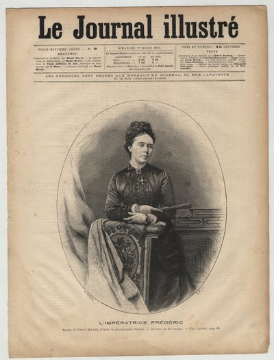 Impress Frederic - Victoria of United Kingdom (1840-1901) Victoria Adelaide Marie Louise of United Kingdom, Royal Princess of Great Britain and Ireland -Victoria, Princess Royal (Empress Frederick) - 1894年3月の "The Illustrous Journal "の表紙 作： Unknown artist
