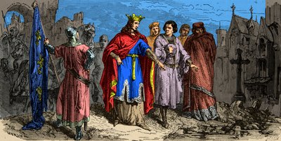 1186年、フィリップ・オーギュスト（1165-1223）は、パリの道路を舗装するように命じた、19世紀のエングレービング 作： Unknown artist