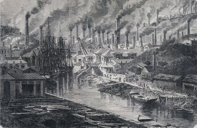 イギリスの産業ビビアン氏（マンチェスター）の銅工場、「ラウンド・ザ・ワールド」1865年第2週号。 作： Unknown artist