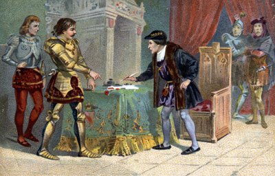 1468年10月、フランス王ルイ11世（1423-1483）とブルゴーニュ公シャルル1世のペロンヌでの会見.19世紀のリービッヒ・クロモリグラフィー 作： Unknown artist