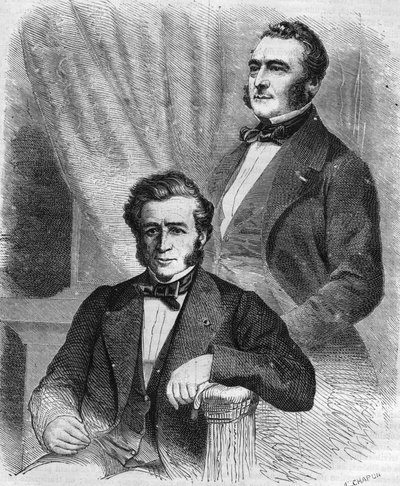 アイザックとジェイコブ・エミール・ペレールは、フランスのビジネスマンで、Société de crédit mobilier（1852年）の創設者です。 作： Unknown artist