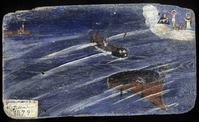 1879年に難破したイタリアのエクスボト - 木に描かれた絵 作： Unknown artist