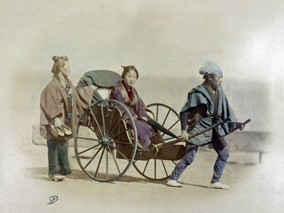 日本の人力車、1900年頃 作： Unknown artist